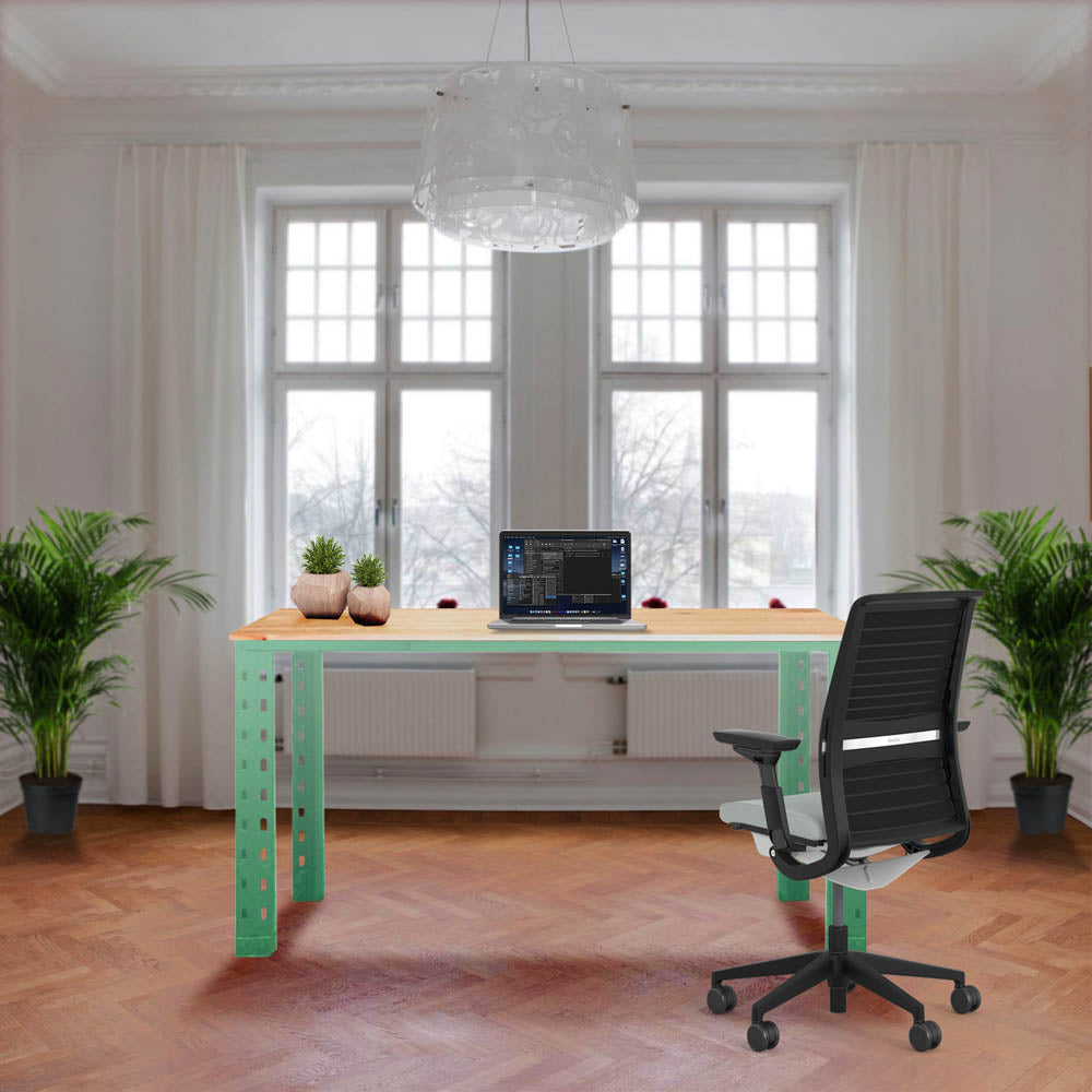 Escritorio industrial L Verde Menta