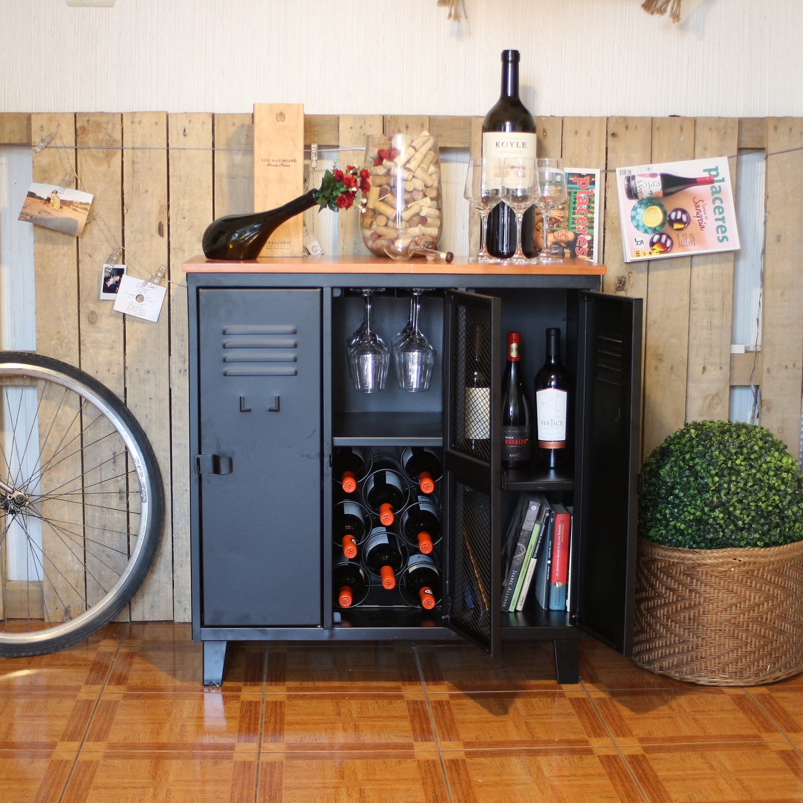 El Bar Rock Wood Negro Mate de Movilockers