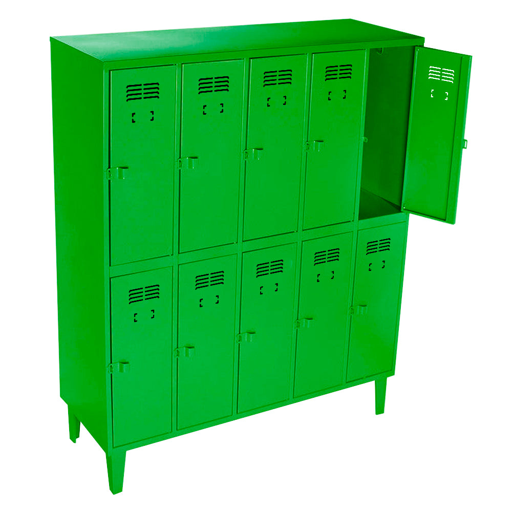 Lockers Alta Resistencia 5 cuerpos 10 puertas - Verde - Movilockers