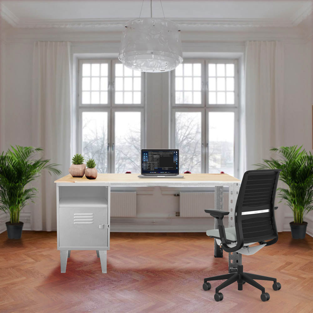 Escritorio Estante Industrial Gris Agata