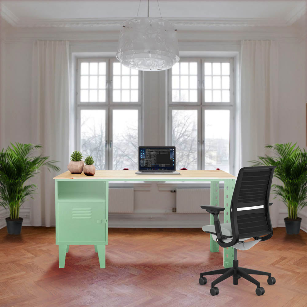 Escritorio Estante Industrial Verde Menta