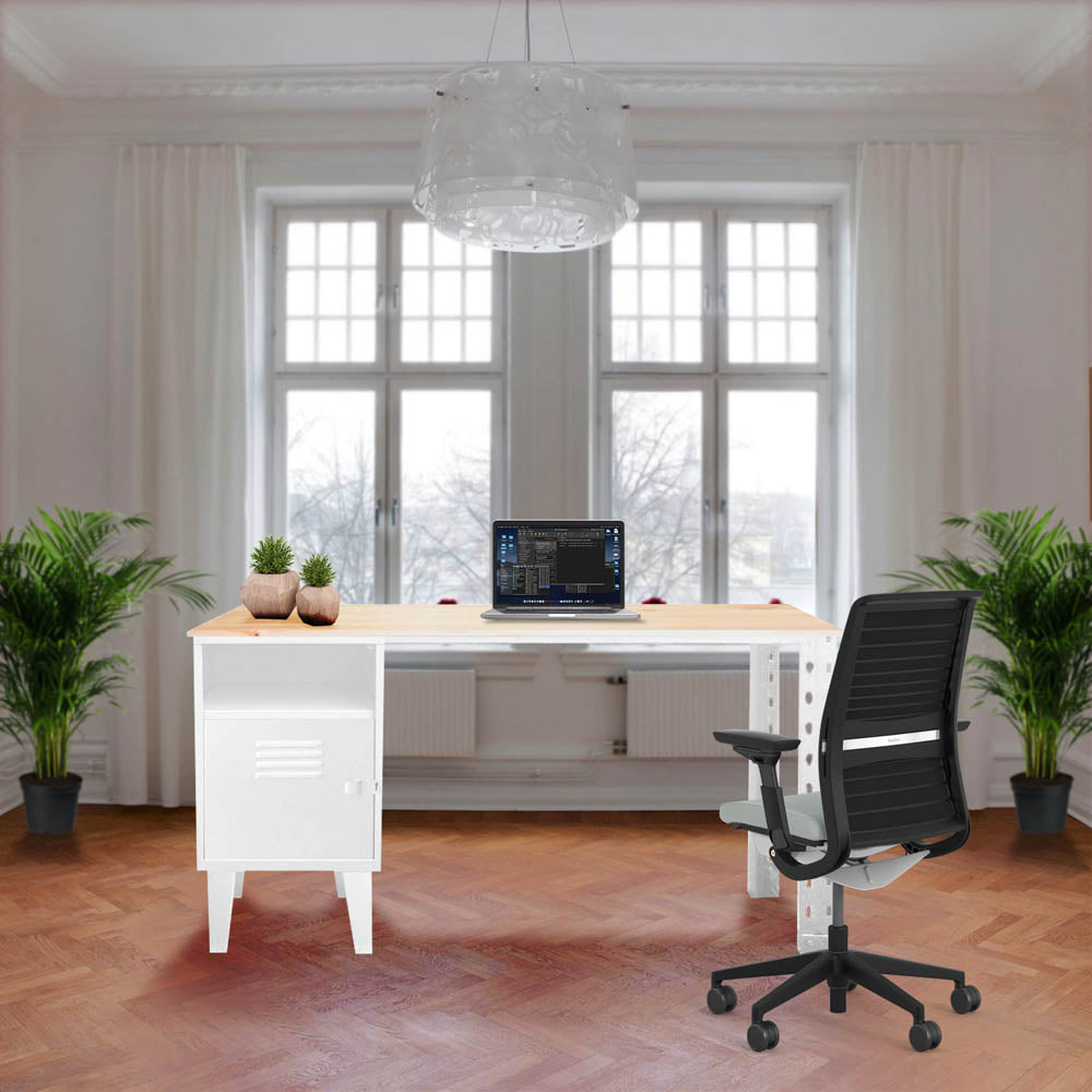 Escritorio Estante Industrial Blanco Mate