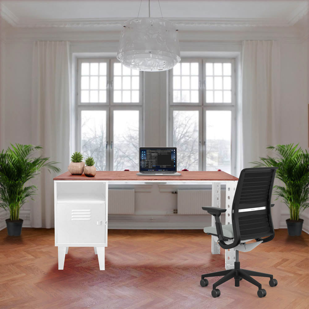 Escritorio Estante Industrial Blanco Mate