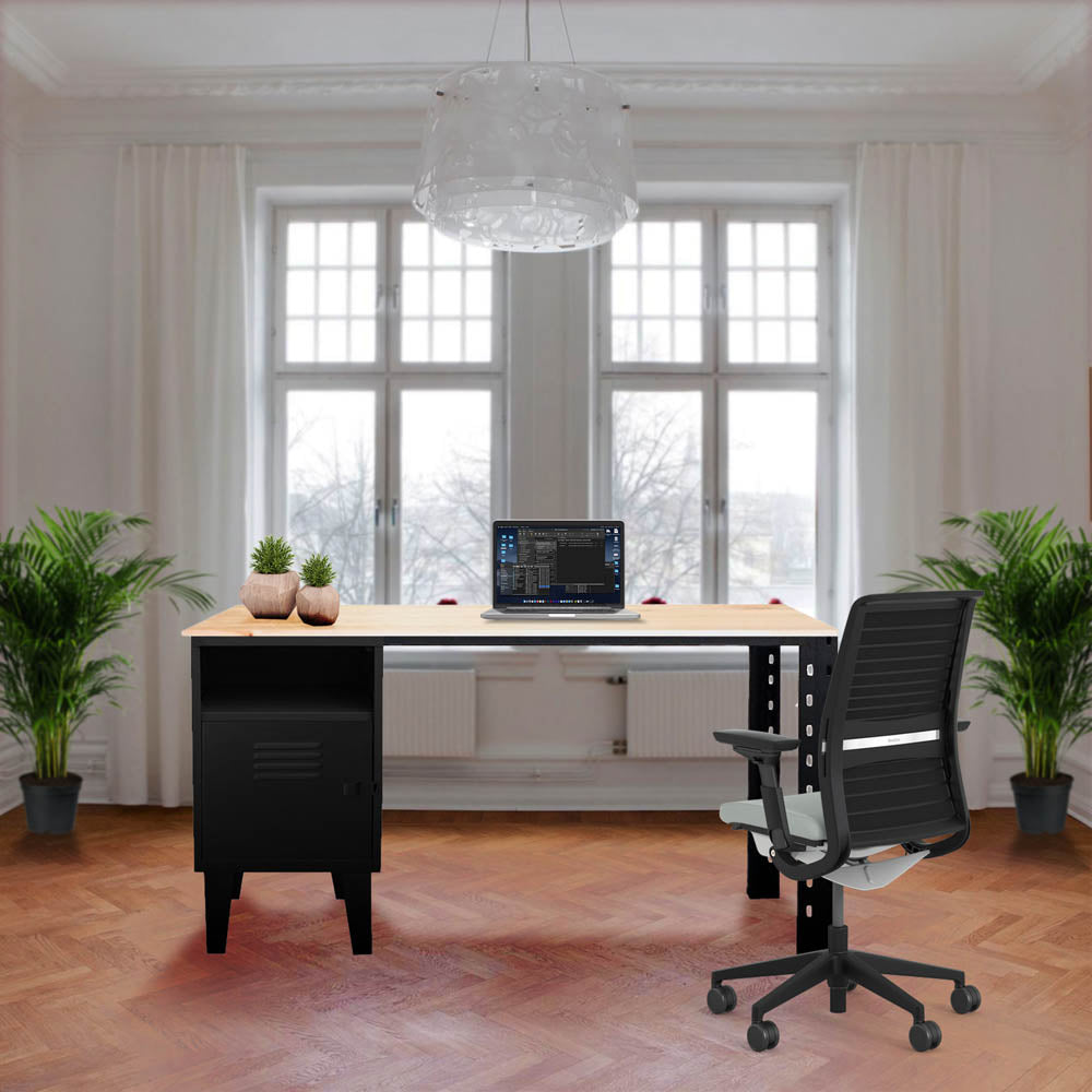 Escritorio Estante Industrial Negro Mate