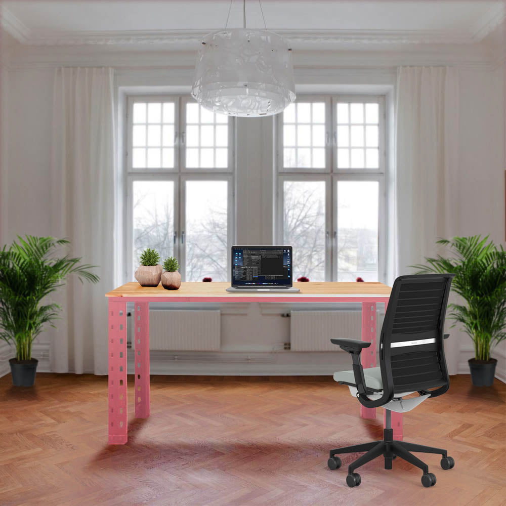 Escritorio industrial L Rosado